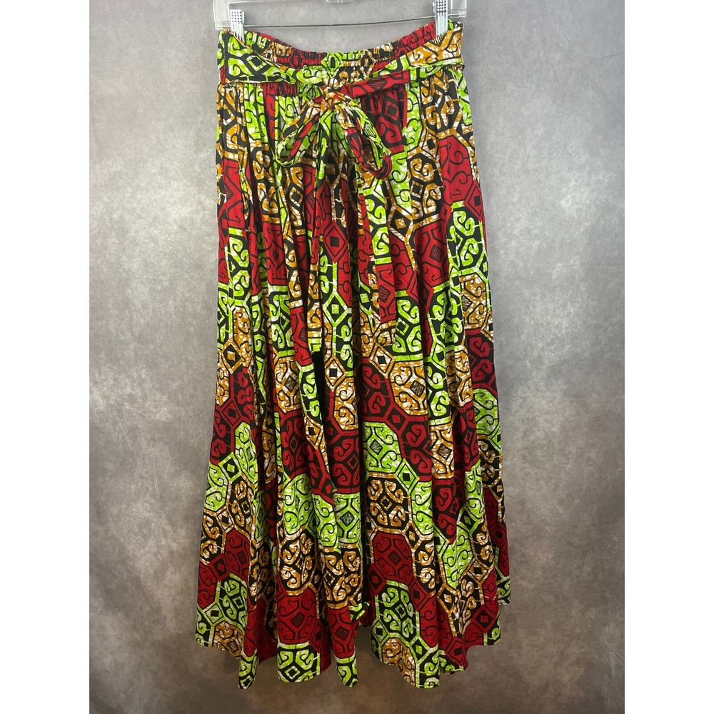 Rainbow Brand Skirt‎ Womens OS Maxi Pockets Tie Waist Full Cotton VTG Retro EUC